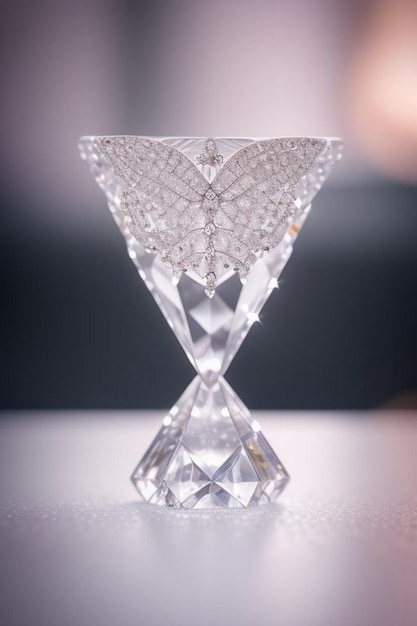 A beautiful white Butterfly with Diamonds placed on a glass table with the Name JennieLuxury Diamond