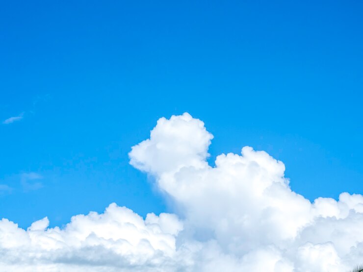 Beautiful white clean fluffy clouds on blue sky