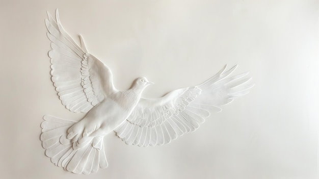 Photo a beautiful white dove is depicted in this image with its wings spread wide