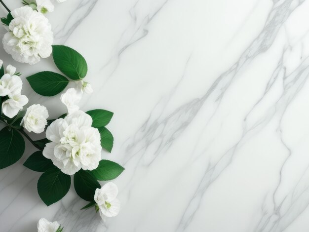 Beautiful white flowers on a marble