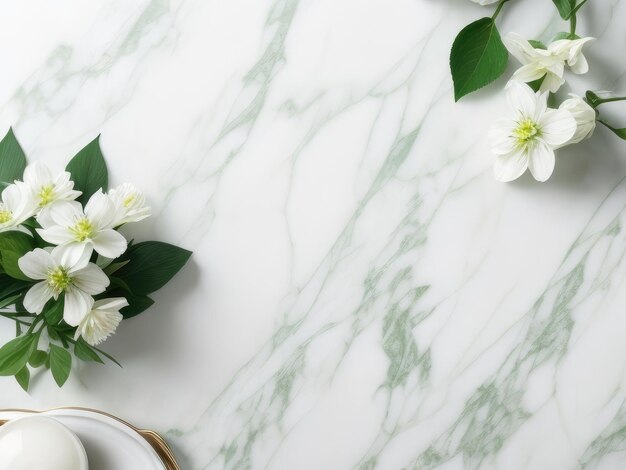 Beautiful white flowers on a marble