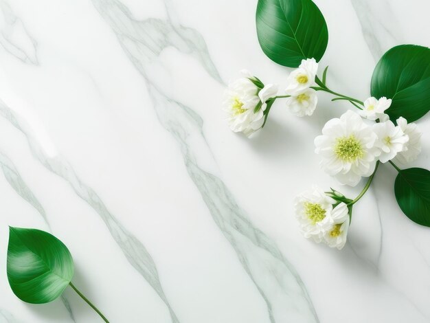 Beautiful white flowers on a marble