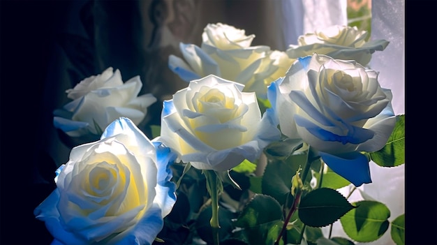 Beautiful white flowers with morning light Generative Ai