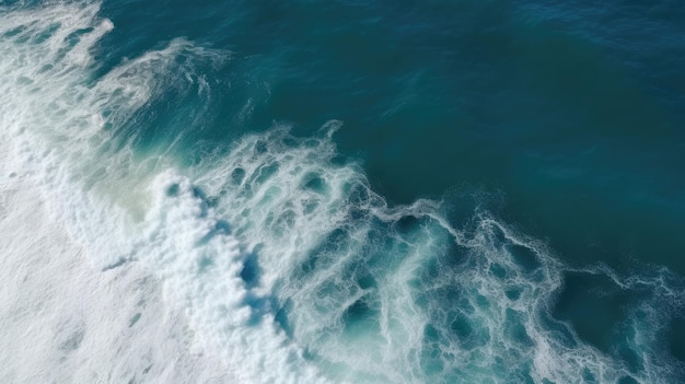 Beautiful white foamed waves of the sea from aerial view Generative AI AIG21