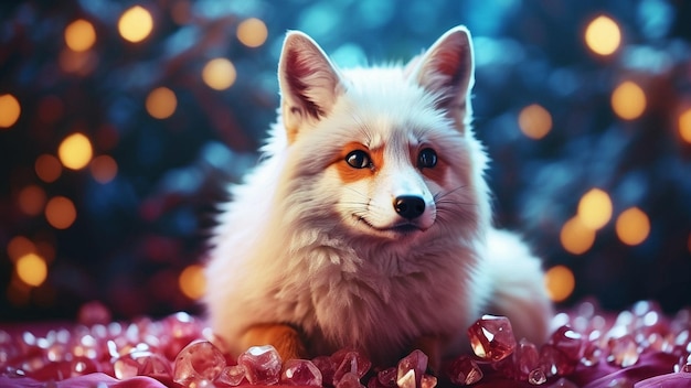 a beautiful white fox