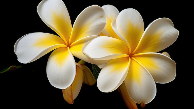 Photo beautiful white frangipani flowers on the dark background