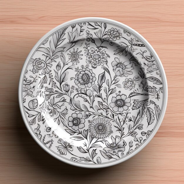 Beautiful white glazed round decorative art plate images AI Generated art