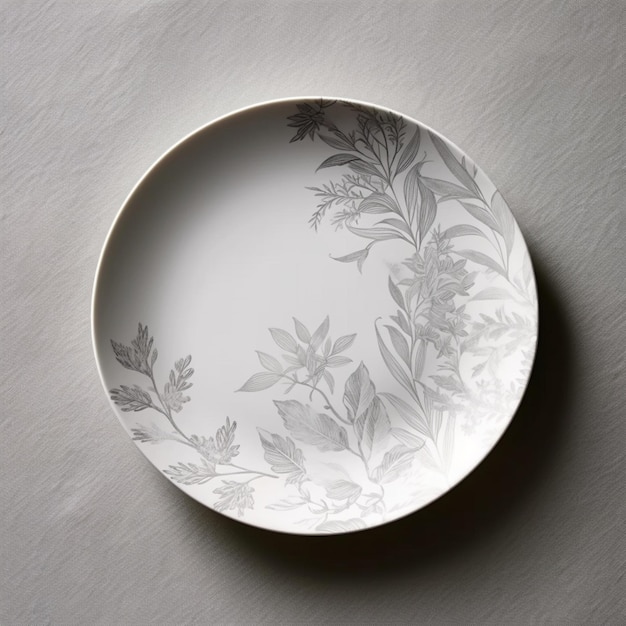 Beautiful white glazed round decorative art plate images AI Generated art
