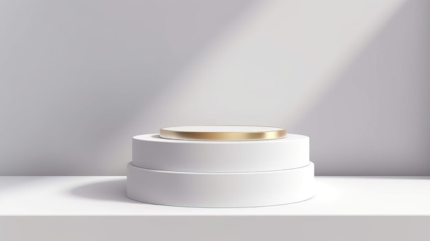 Beautiful White Golden Product Podium Mockup Elegant Display