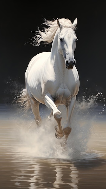 Beautiful White Horse running