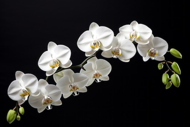Photo beautiful white orchid on a black background