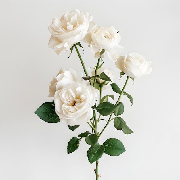 Красивые белые розы, цветы, созданные ИИ.