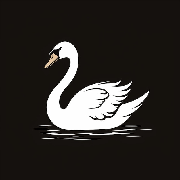 Beautiful white swan birds simple black background image Ai generated art