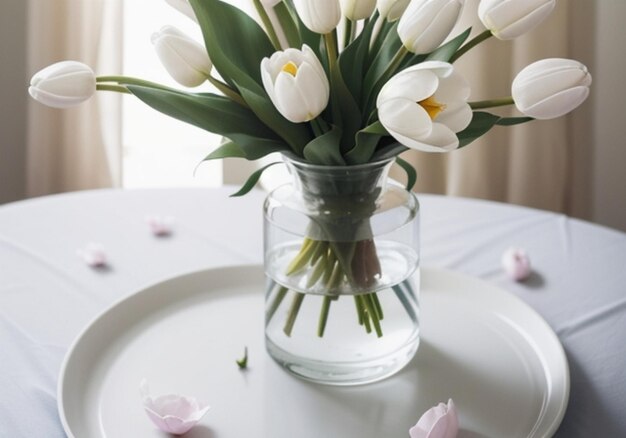 a beautiful white tulip bloom