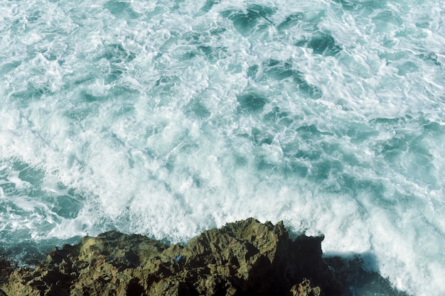 beautiful white waves foaming