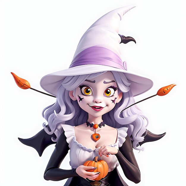 Beautiful wicked look kawaii halloween witch generative AI