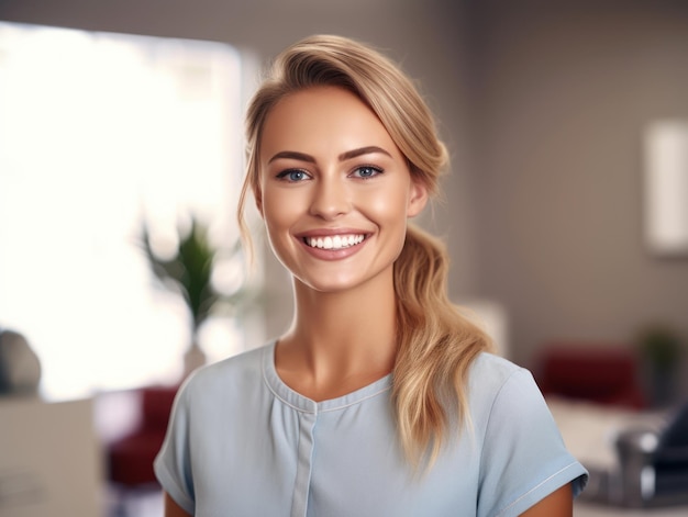 Beautiful wide smile of healthy woman white teeth close up