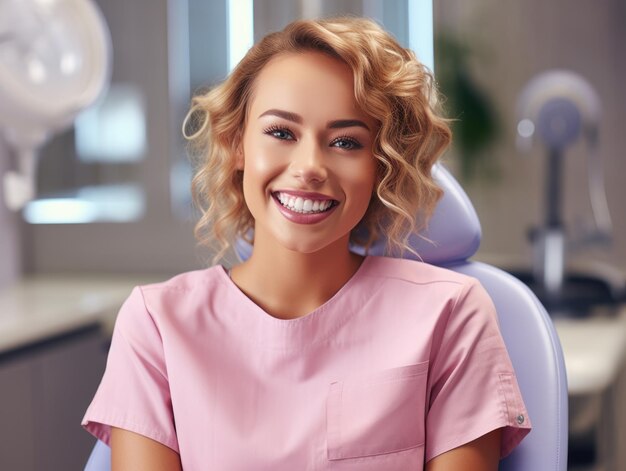 Beautiful wide smile of healthy woman white teeth close up