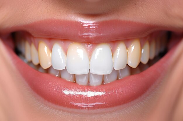 Beautiful wide smile of a young fresh woman with white healthy teeth