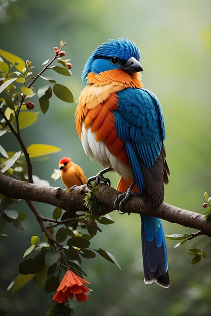 Photo beautiful wild bird perched on a branch