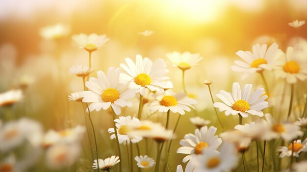 Beautiful Wild Chamomile Flowers in Nature Outdoors