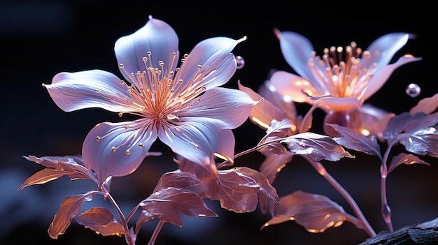 暗い背景に野生のピンクの花の美しい