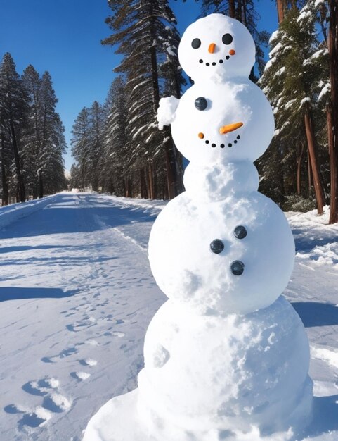 an a beautiful winter in california with snowman