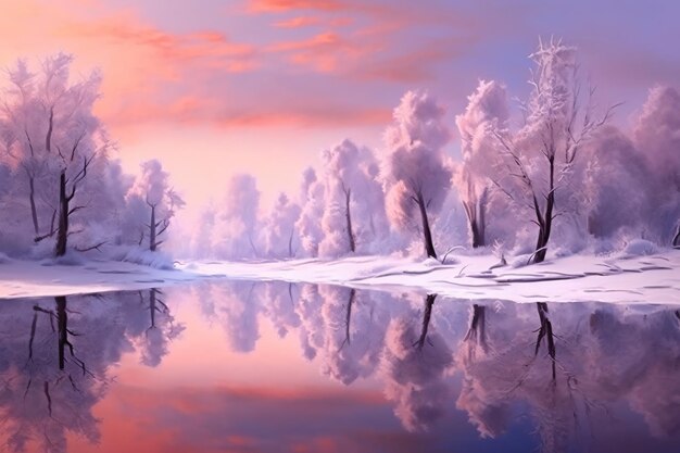 Beautiful Winter Landscape Ai generative