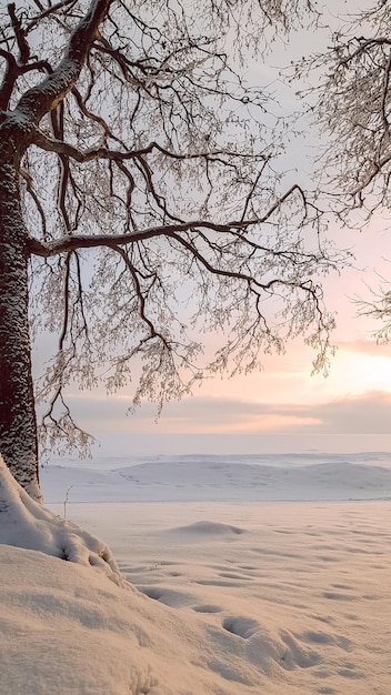 Beautiful winter landscape with field of white