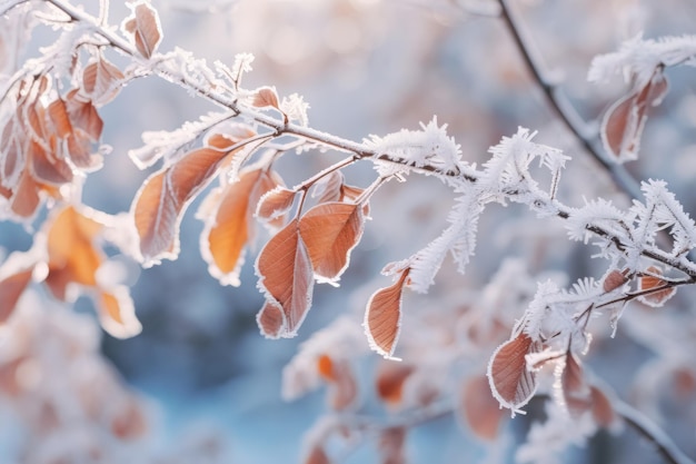 Beautiful winter morning nature closeup elements background Cold weather frosty seasonal landscape