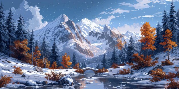 Beautiful winter nature landscape amazing mountain view scenic image of woodland frosty day on ski