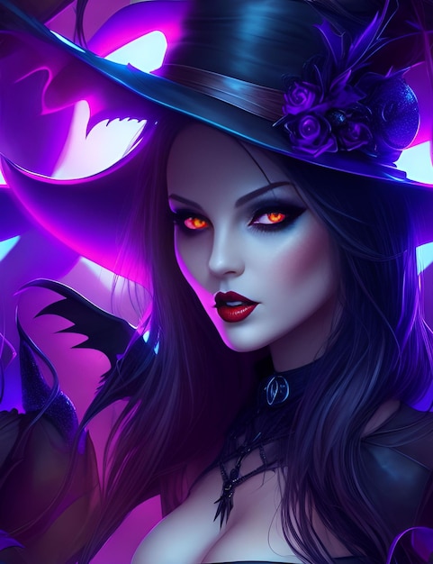 Beautiful witch beautiful fairy luminous light effect line art clear image fantasy vivid color