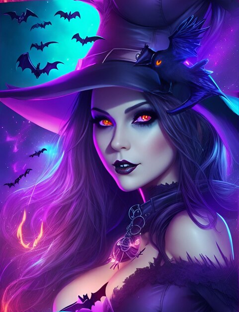 Beautiful Witch Beautiful Fairy luminous light effect line art clear image Fantasy Vivid color