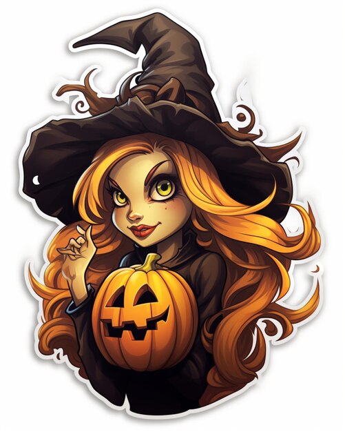 beautiful witch sticker for halloween