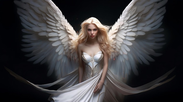 Beautiful woman angel with wings