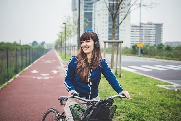 beautiful woman biker cycling