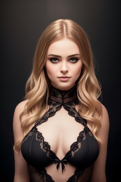 beautiful woman bikini model in black bra