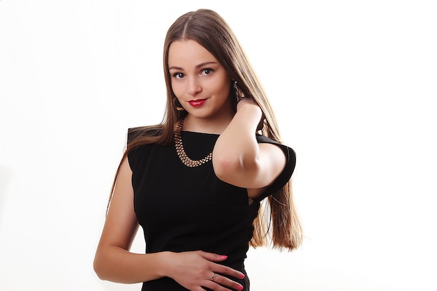 Beautiful Woman in Black Dress