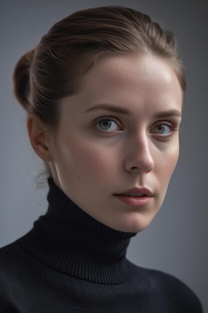 Beautiful woman in black turtleneck