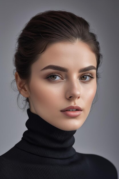 Beautiful woman in black turtleneck