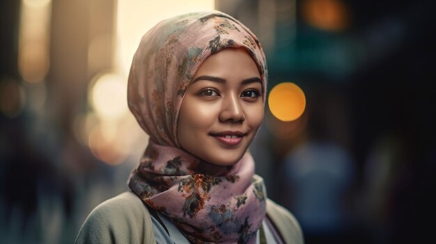 Beautiful woman on a blurred background of market selective focus model