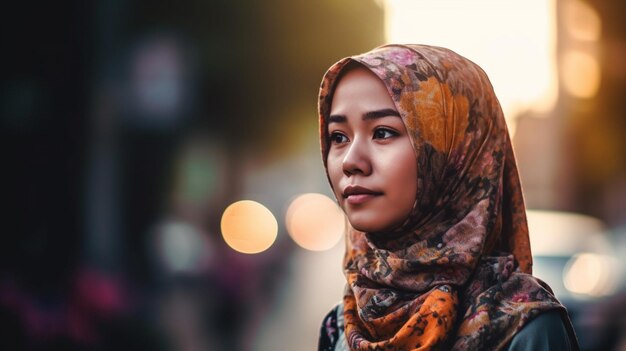 Beautiful woman on a blurred background of market selective focus model