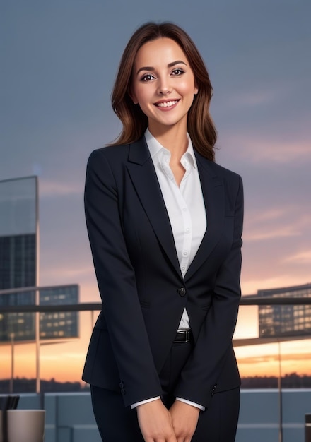Beautiful woman in business clothes at the office generative ai