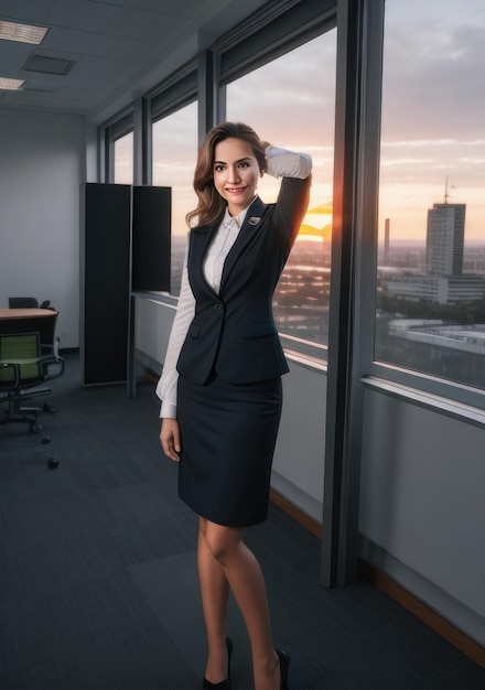 Beautiful woman in business clothes at the office Generative AI