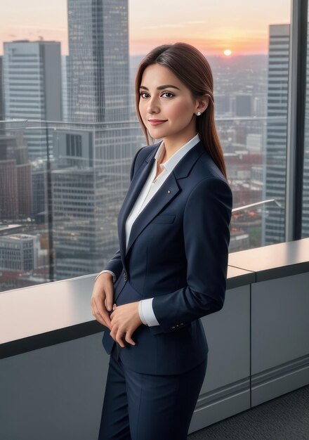 Beautiful woman in business clothes at the office Generative AI