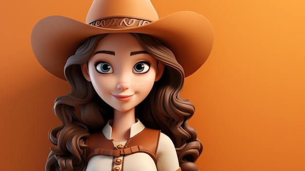 beautiful woman cartoon character wearing a cowboy hat