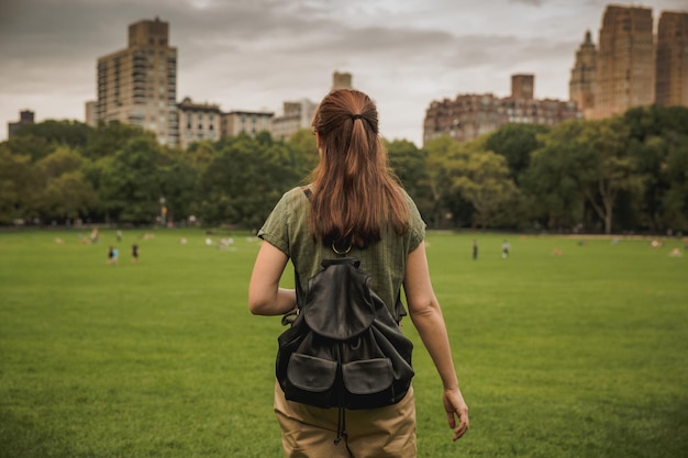 Beautiful woman on the Central Park