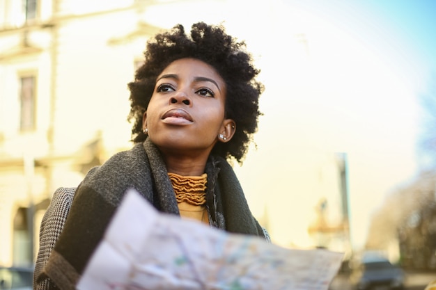 Beautiful woman on a city tour