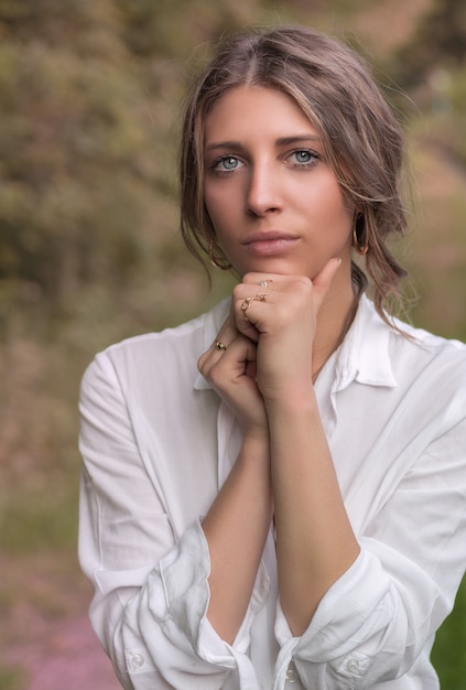 A beautiful woman in the colors of spring