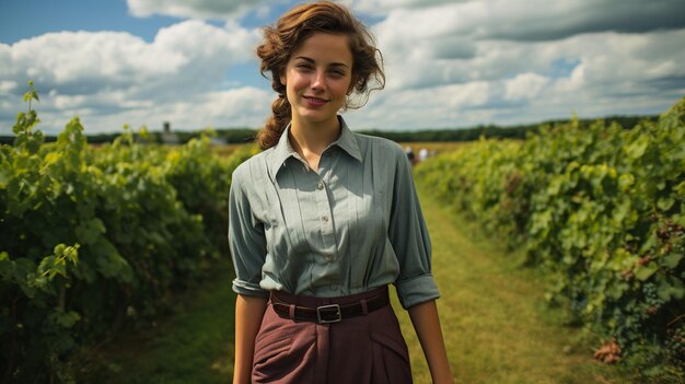 Photo beautiful woman in country side tour